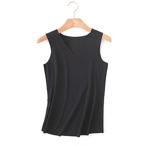 Camiseta sin mangas para mujer, estilo casual, para gimnasio, 100% algodón, color sólido, transpirable. - Product Image 2