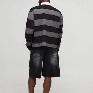 Polo de Manga Larga con Logotipo Personalizado de Alta Calidad, Transpirable, con Cuello a Rayas Estilo Rugby para Hombre, Liso Teñido, Impresión Digital - Product Image 2