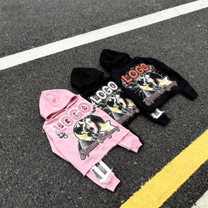Sudadera con Capucha Unisex de Lujo Personalizada, 400GSM, Lavado Ácido, Efecto Desgastado, 100% Algodón, Sin Cordón, con Bolsillo y Diseño Gráfico - Product Image 2