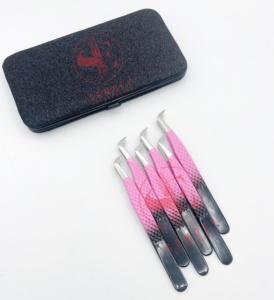 Pinzas de pestañas profesionales de volumen de bota delgada personalizadas, sujeción fuerte y duradera, de 10mm de etiqueta privada extensiones de pestañas, fibra sostenible - Product Image 1