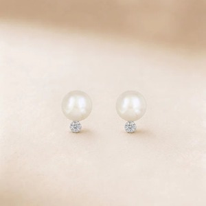 Pendientes de Perlas de Oro Amarillo de 9K con Acento de Diamante Redondo de 1.20CT, Joyería Fina Personalizada al por Mayor - Product Image 2