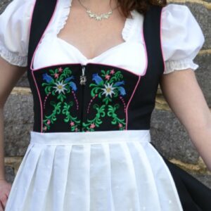 Women's Bavarian Dirndl <b>Dress</b> A-Line Midi With Floral Embroidery Puff Sleeve Vintage Folk Costume - Product Image 6