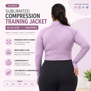 Women Plus Size <b>Compression</b> Training Jacket Cropped Full Zipper Sportswear Top Ladies Stand Collar Crop Yoga Jacket - Product Image 3