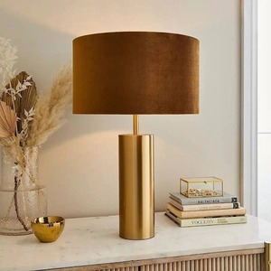 Lámpara de Mesa LED Moderna con Acabado de Latón, Pantalla de Tela Blanca, Alimentación por CC, Lámpara de Pie para Dormitorio, Hogar u Hotel - Product Image 4