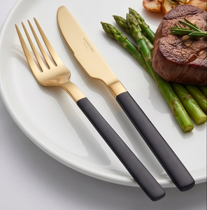 Noir <b>Gold</b> Dualtone Flatware Set Stainless Steel With Matte <b>Gold</b> PVD Head <b>And</b> <b>Black</b> Handles Dishwasher Safe For Dining <b>And</b> Hotel - Product Image 6