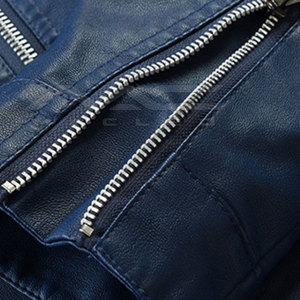 Chaqueta de Cuero para Hombre, Estilo Moderno, Acabado Premium, Manga Larga, Cierre Frontal, Cómoda, Informal, para Exteriores - Product Image 4