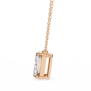 Minimalist 14K Solid Gold IGI Certified 1 CT Emerald Cut Prong Set Lab Diamond Solitaire Pendant <b>Necklace</b> for Women Party Gift - Product Image 6