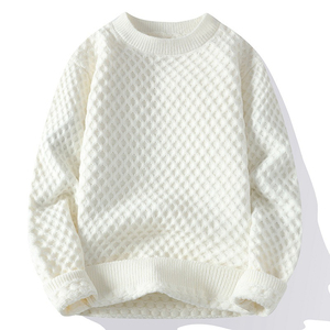 Pull décontracté pour homme en coton tricoté bleu à col rabattu, motif uni, coupe classique, automne, 100 % coton, anti-boulochage, en molleton - Product Image 4