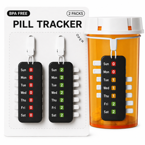 Compteur de médicaments hebdomadaire UAN GROUP Pill Tracker PT2002 sans BPA avec étiquette suspendue pour flacons de pilules - Product Image 2