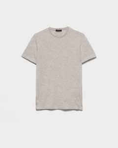 Camiseta de Algodón Gris para Hombre, Corte Regular, Cuello Redondo, Manga Corta, Color Sólido, Tejido Liso - Product Image 1