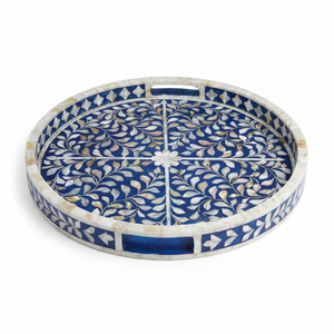 Bandeja de servir con incrustaciones de nácar rosa, diseño geométrico de mosaico, bandeja decorativa para mesa de centro otomana, para decoración del hogar y hoteles - Product Image 3