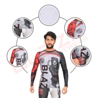 Vente en gros de t-shirts pour hommes à manches longues, imprimés sur mesure, avec logo sublimé, protection solaire, équipement MMA, 100% coton