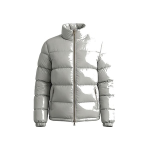 Hooded Quilted Waterproof <b>Bubble</b> Jacket Black Full Sleeve Winter Windproof Cotton Shell Knitted Fabric Polyester Filling Stand - Product Image 1