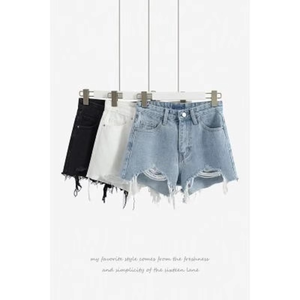 Shorts en jean pour femmes, décontractés, coupe ample, taille élastique, jambe large, grande taille, mode féminine - Product Image 3