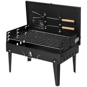 Griglia BBQ Portatile Quadrata di Lusso 44*27*7cm, Altezza Regolabile, Affumicatore Combinato per Cortili e Cucine, Colore Nero - Product Image 5