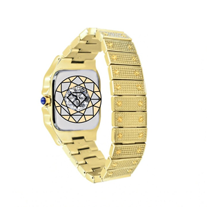 Reloj Mecánico Cuadrado Personalizado, Reloj de Pulsera de Acero Inoxidable Chapado en Oro, Cristal de Zafiro, Cierre de Botón a Presión - Product Image 2
