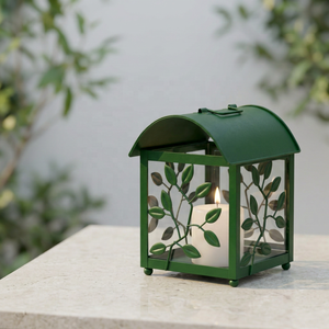 Farol de Metal Verde con Diseño de Hojas en Relieve para Decoración del Hogar, Venta al Por Mayor, Último Modelo - Product Image 2
