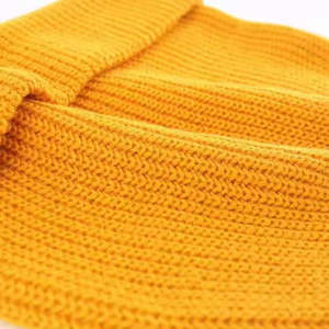 Wholesale Custom Logo <b>Mustard</b> Yellow Knitted <b>Beanie</b> | Unisex Winter Warm Adjustable Ribbed Cuff Skull Cap | Polyester/Cotton - Product Image 5