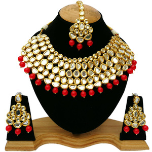 Indian Classic Women's Choker Wedding Engagement Anniversary Party Green Traditional Crystal Kundan Faux Pearl Alloy Gold <b>Gift</b> - Product Image 1