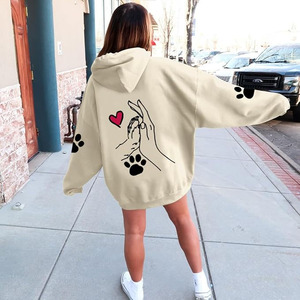 Sweat à capuche unisexe personnalisé avec empreinte de patte de chien, coupe classique, 100 % coton, motif graphique uni, pull premium pour amoureux des animaux, streetwear - Product Image 3