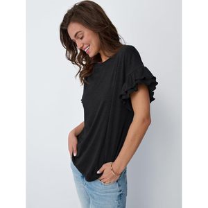 2025, camisetas bonitas para mujer, trajes de moda de verano 2025, camisas informales elegantes de manga corta con cuello redondo, ropa de moda de seda de talla XL - Product Image 5