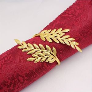 Luxury Gold Leaf Napkin Ring Holder for Wedding Table Decor Elegant Metal Napkin Buckle for Restaurant Hotel & Party Supplies - Product Image 1
