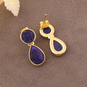Boucles d'oreilles pendantes en laiton plaqué or 18 carats, style punk, avec pierres précieuses naturelles (rubis, saphirs, émeraudes) teintes, pour femme, idéales pour les soirées - Vente en gros de bijoux - Product Image 4