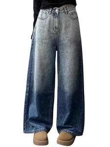 Women's <b>Boot</b> Cut Utility Denim Jeans with Pockets-Eco-Friendly Mid Waist Vintage Style - Product Image 1