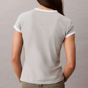 Camiseta Deportiva de Yoga para Mujer, Corte Ajustado, Personalizable, Lisa, Ligera, 180 Gramos, Material de Algodón, Secado Rápido, Cuello en V, Manga Corta, para Verano - Product Image 2