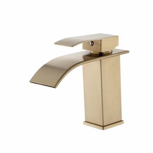 Rubinetto da Bagno Monocomando in Acciaio Inox con Finitura Oro Spazzolato TP, Rubinetto Monoforo per Lavabo - Product Image 1