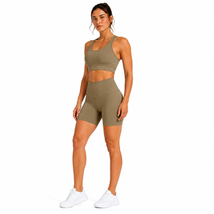 Solid <b>Colour</b> Yoga Gym <b>Set</b> Women High Elastic Activewear Two Piece Workout <b>Set</b> Breathable Sportswear <b>Set</b> Tight Fitness Clothing - Product Image 2