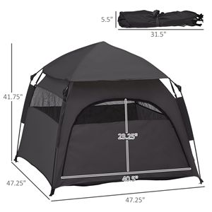 Carpa para Perros Plegable Gris Oscuro con Bolsa de Transporte para Perros Extra Grandes y Grandes, para Uso en la Playa, el Patio Trasero o en Casa - Product Image 2