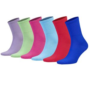 Calcetines Deportivos de Algodón para Mujer, Coloridos, para Tenis, 6 Pares, Talla de Zapato 5 a 10 - Product Image 1