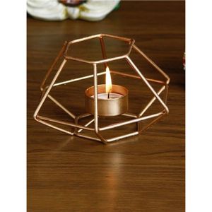 Modern Rose Gold Geometric Metal Candle Holder Nordic Tealight <b>Stand</b> Luxury Wedding Centerpiece Decorative Iron Lantern <b>Vase</b> - Product Image 1
