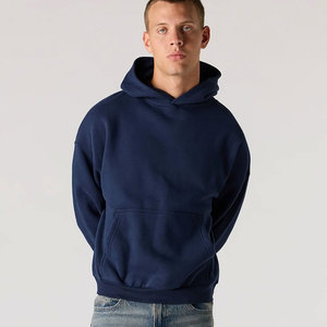 Sudadera con Capucha de Felpa 100% Algodón de Primera Calidad, Gruesa, Transpirable, para Invierno, Sin Cordón, Estilo Personalizado de Lujo, Color Azul Marino - Product Image 1