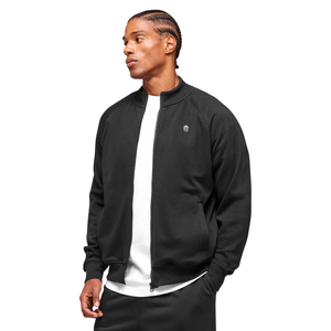 Chaqueta Deportiva Negra de Tricot para Hombre, Corte Holgado, Cierre Completo, Ropa Deportiva, Entrenamiento, Gimnasio, Casual, Streetwear, Activewear - Product Image 2