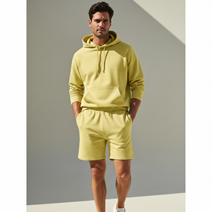 Ventes en gros de sweat-shirts à capuche et shorts pour hommes avec logo personnalisé, 100% coton, teinture unie, haute qualité, écologique, coupe-vent, sport, extérieur - Product Image 1