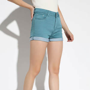 Shorts de mezclilla de color sólido para mujer, nueva llegada de verano, mini shorts de cintura alta con control de abdomen, shorts de mezclilla para mujer. - Product Image 3