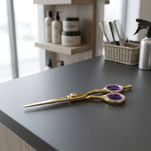 Ciseaux de coiffure GOLD à bord biseauté Outil de beauté en acier inoxydable avec lame tranchante Vis réglable pour fournitures de salon de coiffure - Product Image 2