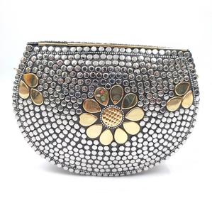 Bolso de Hombro Artesanal de Latón con Tachuelas y Madreperla, Marca God Grace Craft, Opción de Logotipo Personalizado, Elegante Bolso para Bodas y Fiestas - Product Image 1