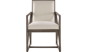 Sillón Moderno de Ratán Natural de Lujo con Cojín Tapizado en Lino Cómodo y Respaldo en X de Madera - Product Image 2