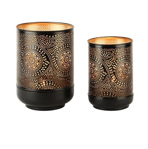 Black Steel Lantern With Vertical Slit Pattern <b>Heat</b> Resistant Candle Holder For Home Decoration For Party Decor Votive - Product Image 2