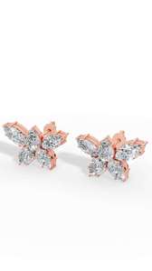 Boucles d'oreilles clous pour femme en or 18 carats de haute qualité, ornées de diamants de laboratoire certifiés, taille marquise et poire, multi-pierres - Product Image 3