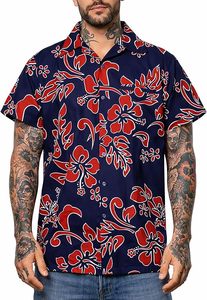 เสื้อเชิ้ตฮาวายผู้ชายลายดอกชบา ผ้าป๊อปลิน แห้งเร็ว ระบายอากาศดี ไม่ยับ ทรงหลวม แขนสั้น สำหรับฤดูร้อนปี 2023 - Product Image 3