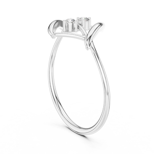 Anillo de luna del desierto Anillo de banda abierta de oro de diamante de 10 quilates con piedras triples CZ Diseño único inspirado en labios para mujeres - Product Image 6