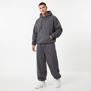 Men's Hooded Tracksuit Full Sleeve Casual 100% Polyester Loose Fit Sweat Hooded And Pants Set Drawstring Side Pocket Tracksuit - Product Image 6