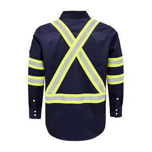 Chemises à boutons haute visibilité style réfléchissant en tissu satiné de coton, sur mesure pour vêtements de travail professionnels, douces et respirantes - Product Image 3