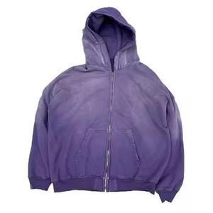 Custom French Terry Graphics Rivet <b>Hoodies</b> Vintage Acid Washed Heavyweight Cotton Zip up Cropped <b>Rhinestone</b> Hoodie - Product Image 1