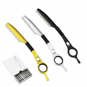 Wholesale Leaf Design Serrated Straight Razor Stainless Steel Foldable <b>Barber</b> Shaving Tool Custom Logo OEM for Men - Product Image 6