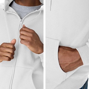 Sweat-shirt à capuche zippé pour homme, couleur unie, en polaire, coupe classique, décontracté, pour l'automne - Product Image 3